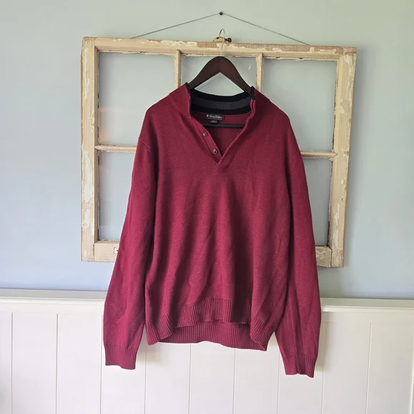 Brooks Brothers Merino Wool XL Men's Dark Red Sweater - Picture 2 of 6
